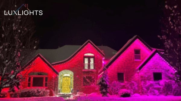 red and purple permanent Christmas lights