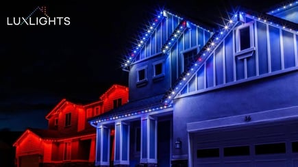 red and blue permanent Christmas lights