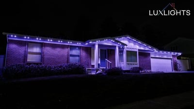 purple permanent outdoor lights