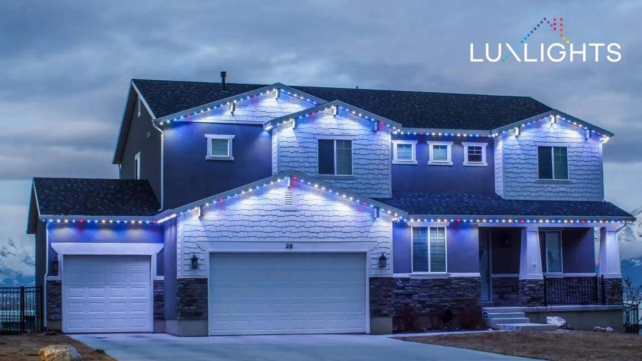 blue and white permanent Christmas lights